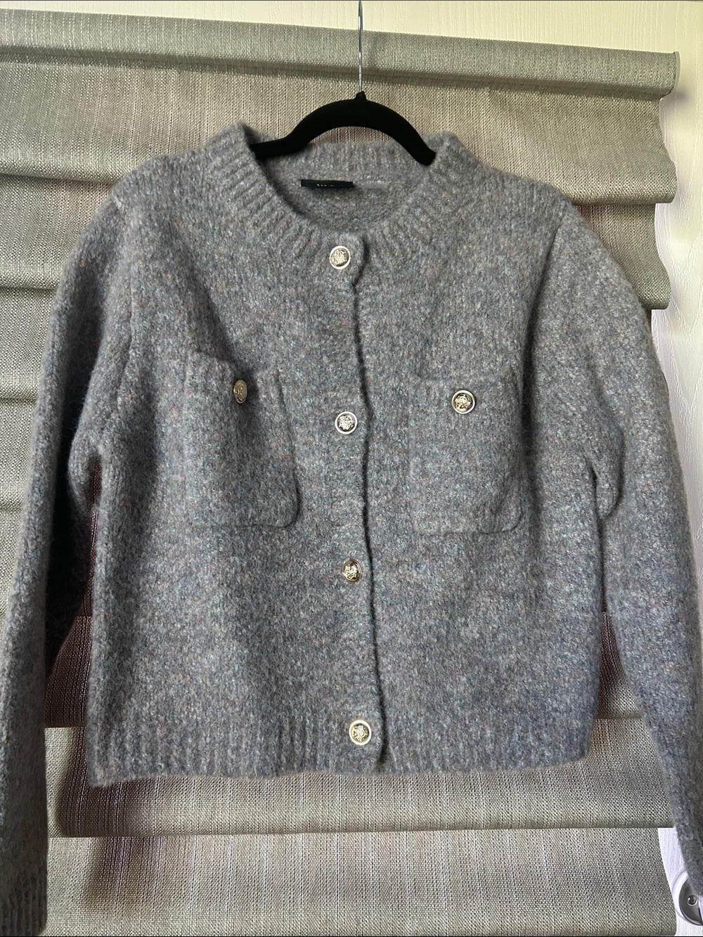 Vici Heather Gray Button-Front Knit Cardigan